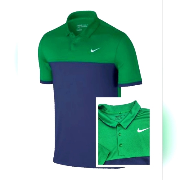 Nike Other - Nike Golf Dri  Fit Color Green Navy Blue Polo Standard Fit Men's Med